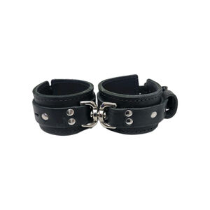 Cow Hide Reinforced Leather Lock Cuffs Restraints Solid Silver Buckles/Hardware